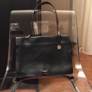 Black Leather Vachetta Shoulder Bag